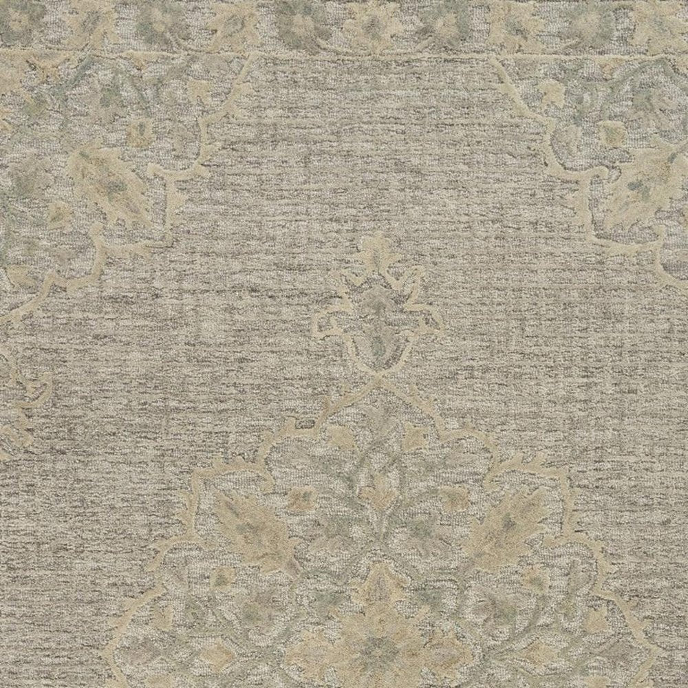 5' X 8' Blue Wool Floral Medallion Hand Tufted Area Rug