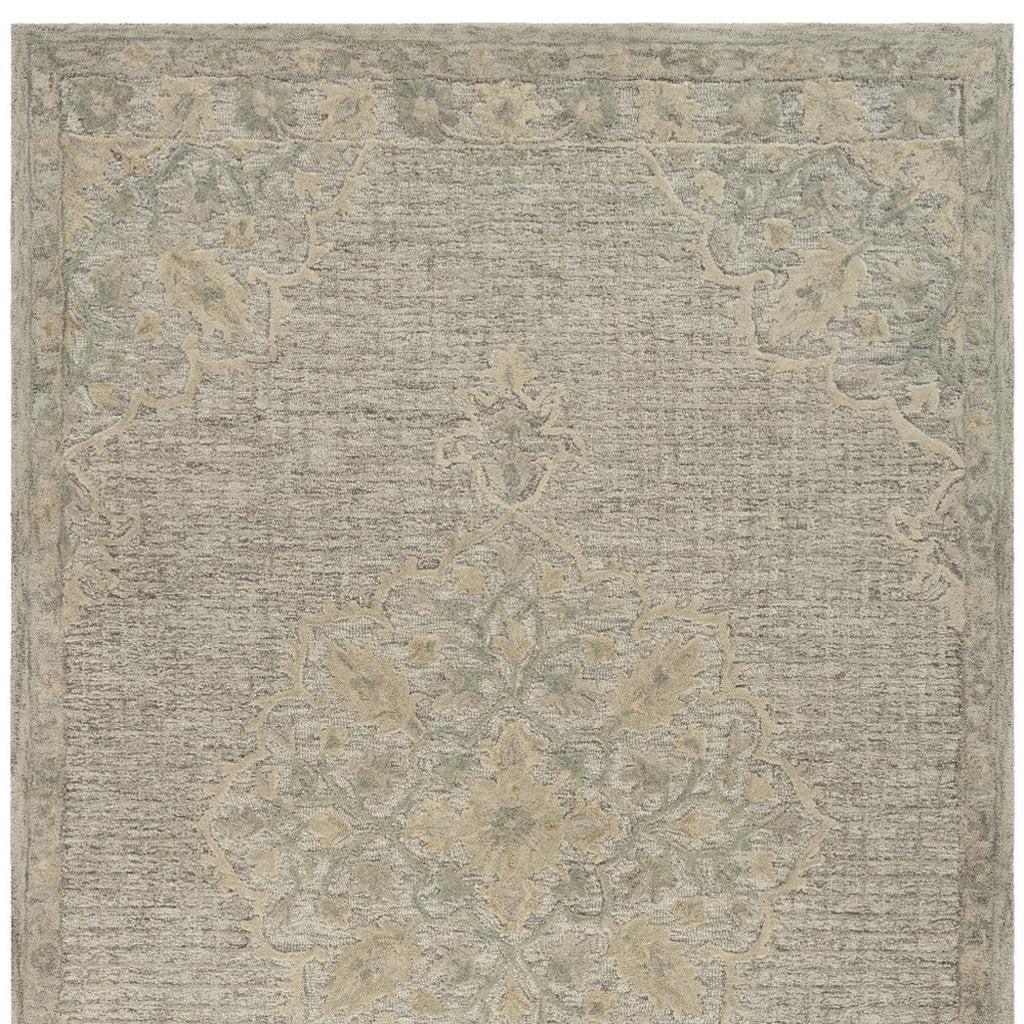 5' X 8' Blue Wool Floral Medallion Hand Tufted Area Rug