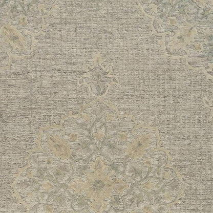 9' X 12' Blue Wool Floral Medallion Hand Tufted Area Rug