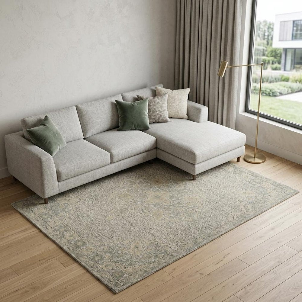 9' X 12' Blue Wool Floral Medallion Hand Tufted Area Rug