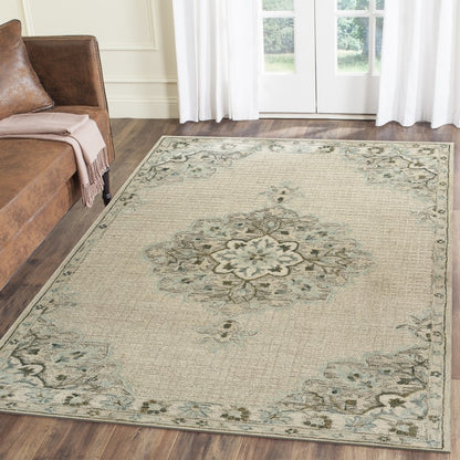 5' X 8' Ivory Wool Handmade Area Rug