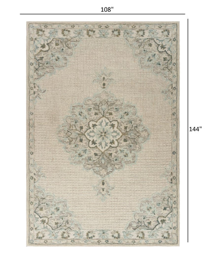 5' X 8' Ivory Wool Handmade Area Rug