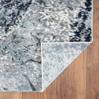 5' X 8' Navy and Gray Abstract Ice Area Rug