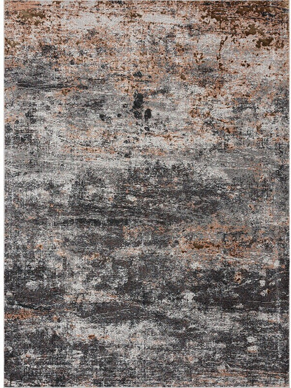 5' X 8' Gray And Orange Storm Area Rug