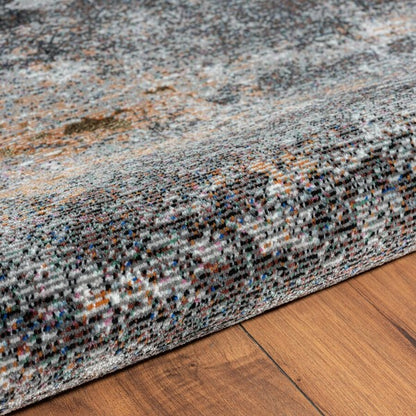 5' X 8' Gray And Orange Storm Area Rug