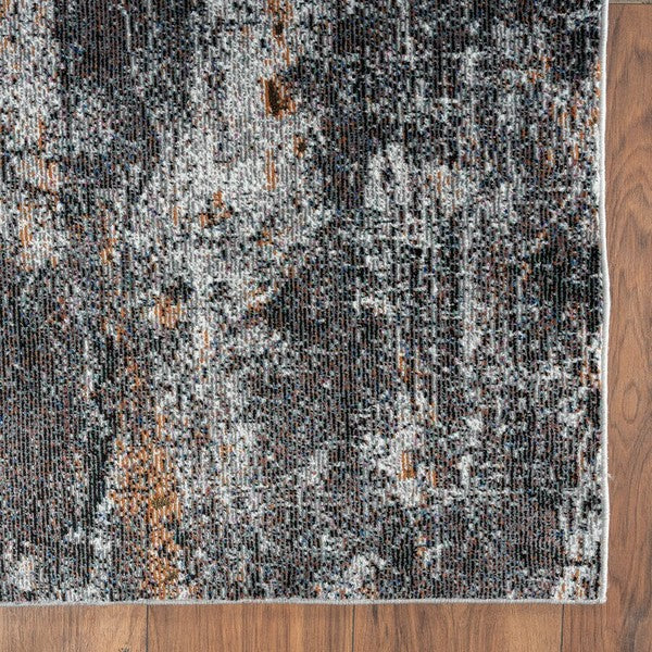 5' X 8' Gray And Orange Storm Area Rug