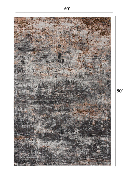 5' X 8' Gray And Orange Storm Area Rug