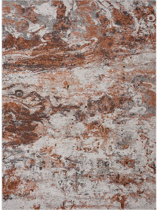 5' X 8' Brown and White Abstract Earth Area Rug