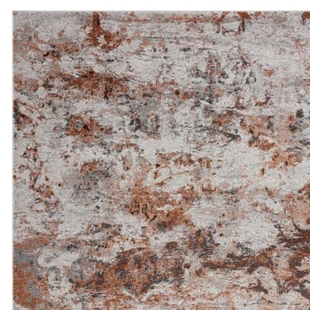 5' X 8' Brown and White Abstract Earth Area Rug