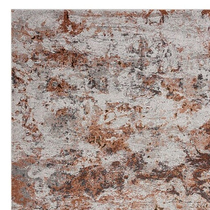 5' X 8' Brown and White Abstract Earth Area Rug