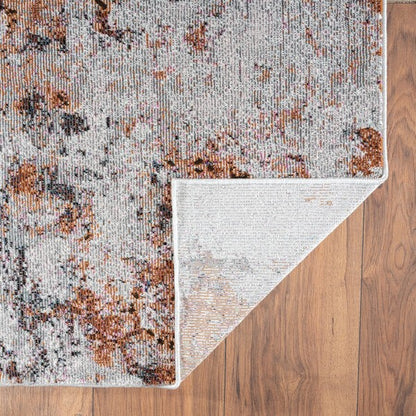 5' X 8' Brown and White Abstract Earth Area Rug