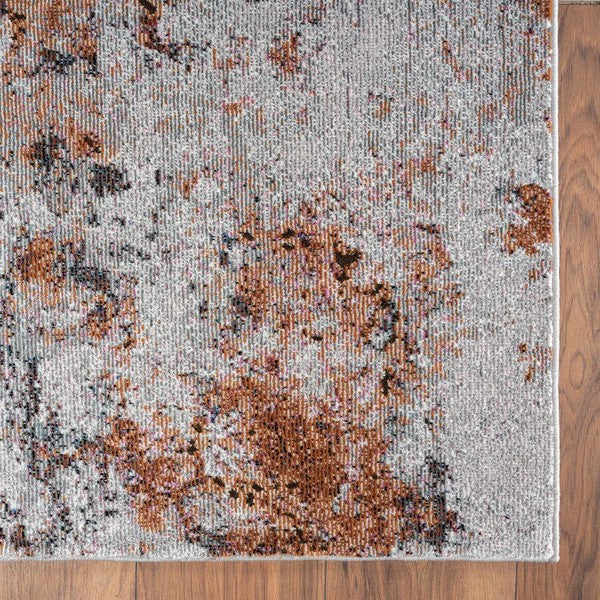 5' X 8' Brown and White Abstract Earth Area Rug