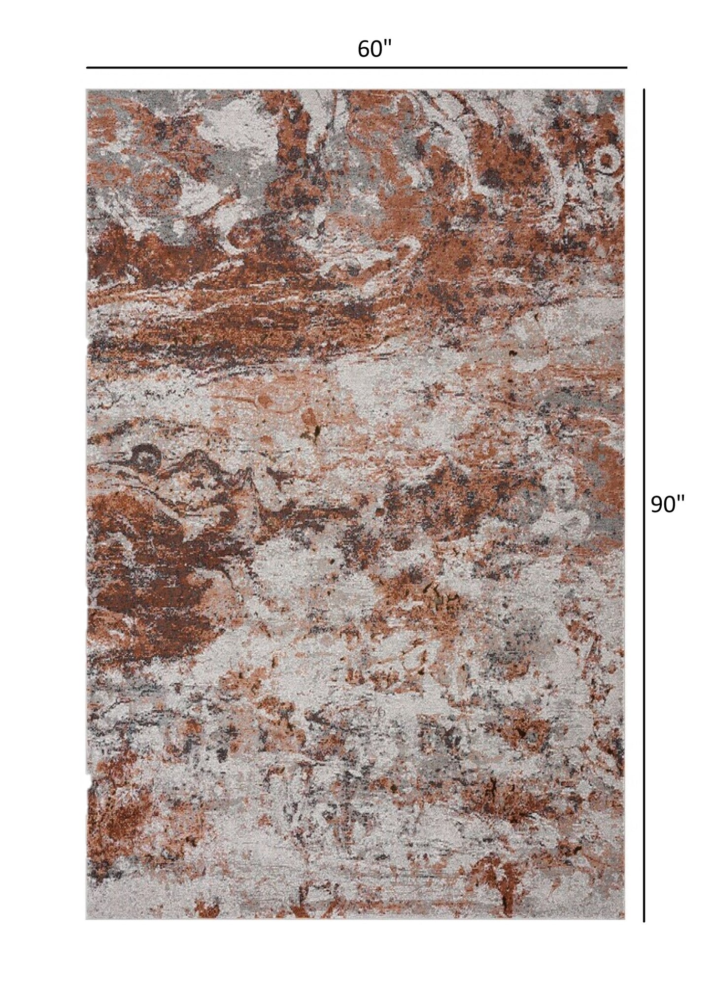 5' X 8' Brown and White Abstract Earth Area Rug