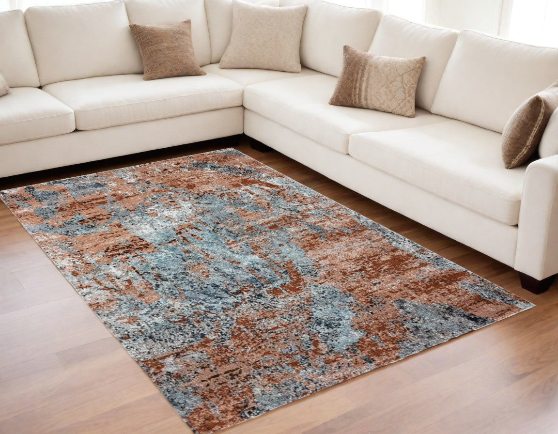 5' X 8' Rustic Brown Abstract Area Rug