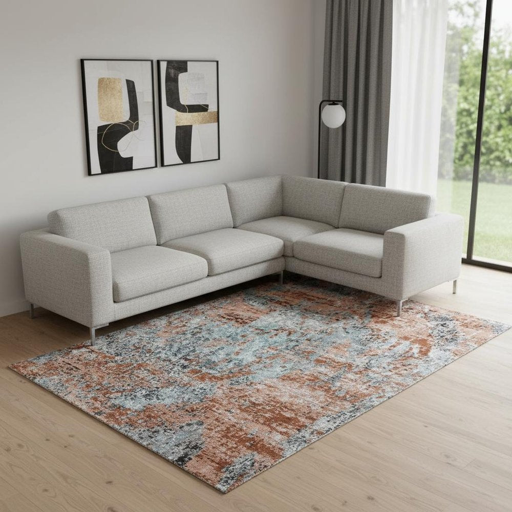 8' X 10' Rustic Brown Abstract Area Rug