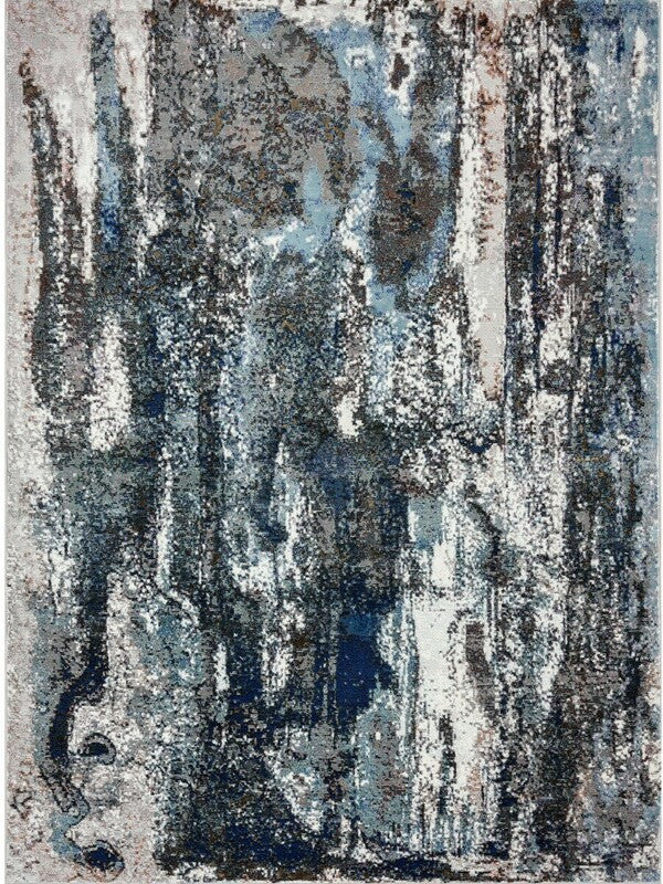 5' X 8' Shades of Blue and Gray Abstract Marble Area Rug