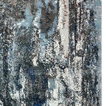 5' X 8' Shades of Blue and Gray Abstract Marble Area Rug