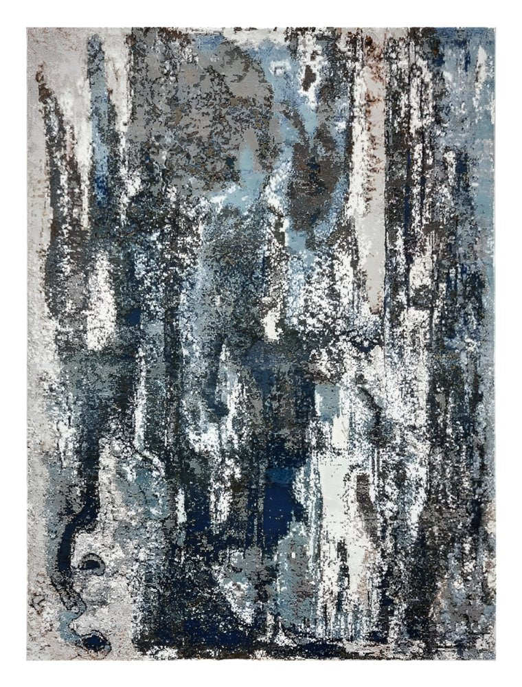 5' X 8' Shades of Blue and Gray Abstract Marble Area Rug