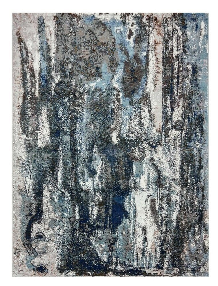 5' X 8' Shades of Blue and Gray Abstract Marble Area Rug