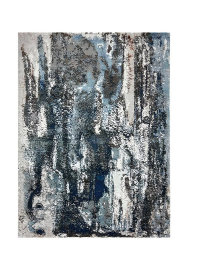 5' X 8' Shades of Blue and Gray Abstract Marble Area Rug