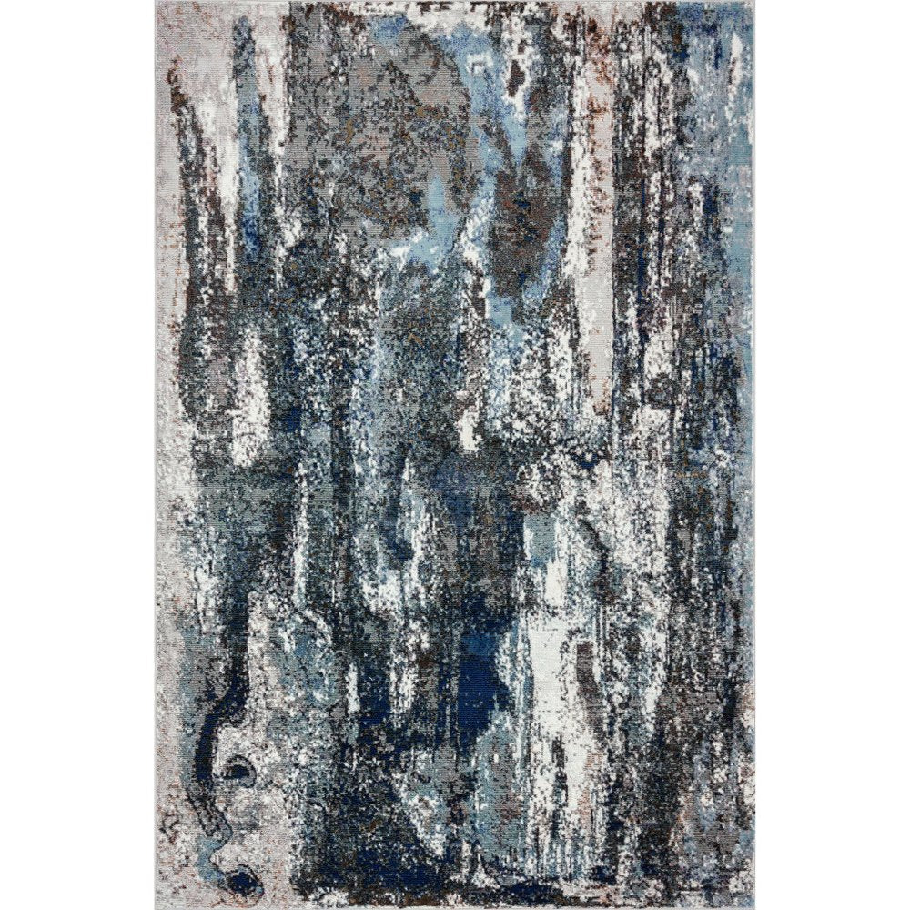 5' X 8' Shades of Blue and Gray Abstract Marble Area Rug