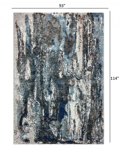 5' X 8' Shades of Blue and Gray Abstract Marble Area Rug