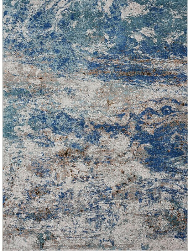 8' X 10' Blue and Gray Abstract Earth Area Rug