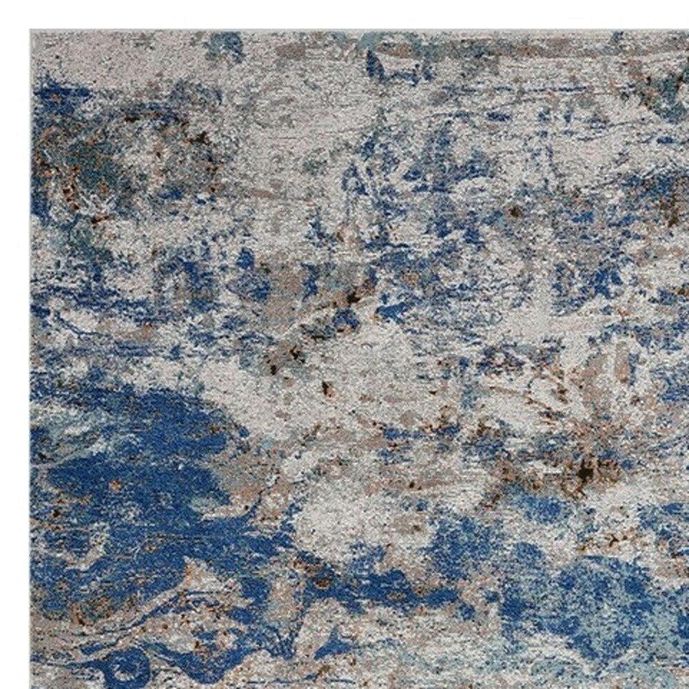 8' X 10' Blue and Gray Abstract Earth Area Rug