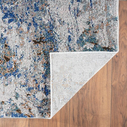 8' X 10' Blue and Gray Abstract Earth Area Rug