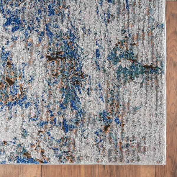 8' X 10' Blue and Gray Abstract Earth Area Rug