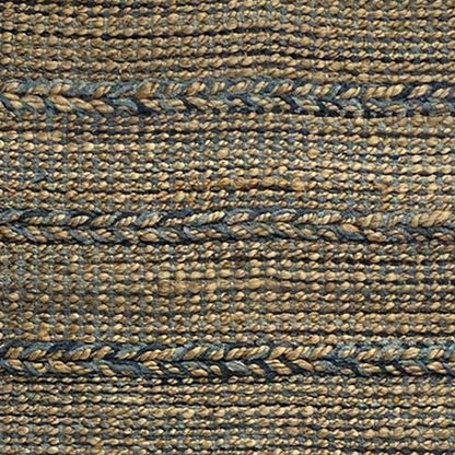 5' X 7' Tan and Blue Hand Woven Area Rug