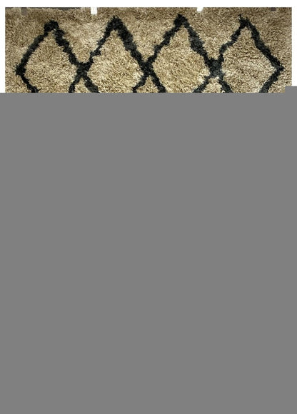 5' X 7' Cream and Black Lattice Area Rug