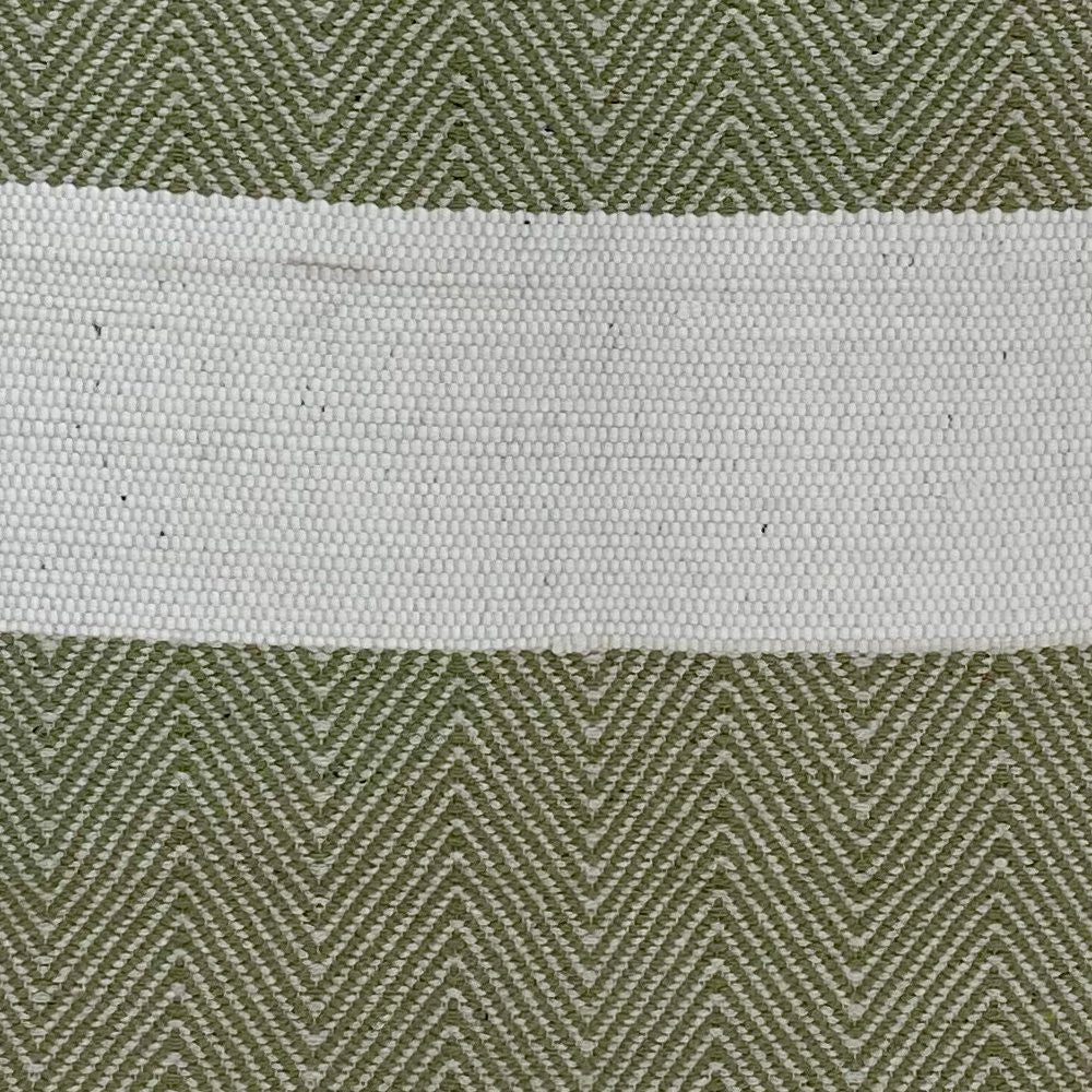 2' X 4' Green and White Hand Woven Area Rug