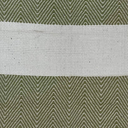 2' X 4' Green and White Hand Woven Area Rug