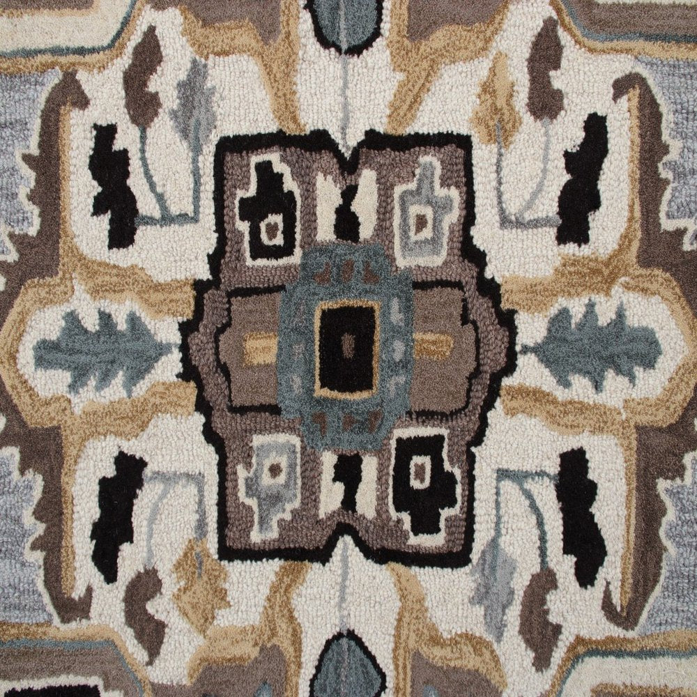 5' X 5' Blue And Red Wool Hand Tufted Area Rug