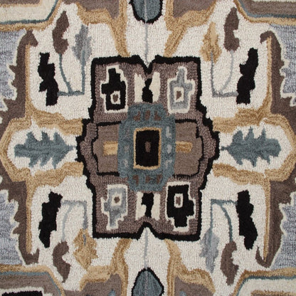 5' X 5' Blue And Red Wool Hand Tufted Area Rug