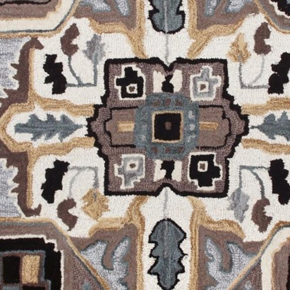 5' X 5' Blue And Red Wool Hand Tufted Area Rug