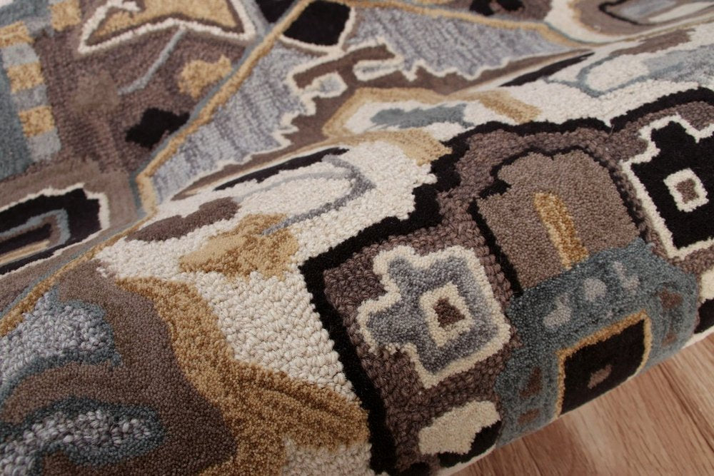 5' X 5' Blue And Red Wool Hand Tufted Area Rug