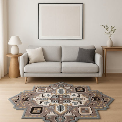 5' X 5' Blue And Red Wool Hand Tufted Area Rug