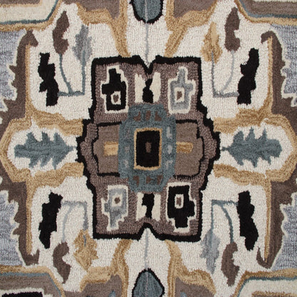 5’ Gray and Beige Medallion Area Rug