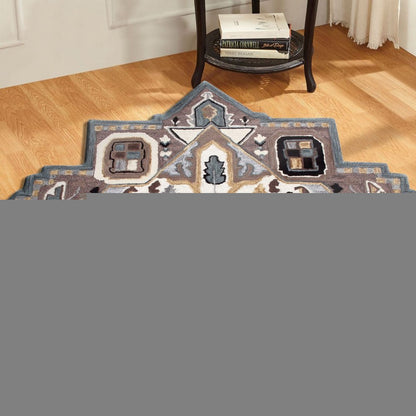 5' X 5' Blue And Red Wool Hand Tufted Area Rug