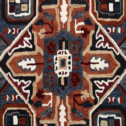 5’ Maroon and Blue Medallion Area Rug