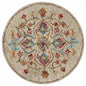 4' Round Beige Floral Medallion Area Rug