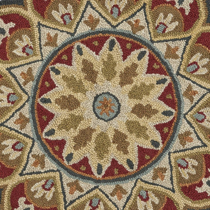 4' Round Red Decorative Petaled Edge Area Rug