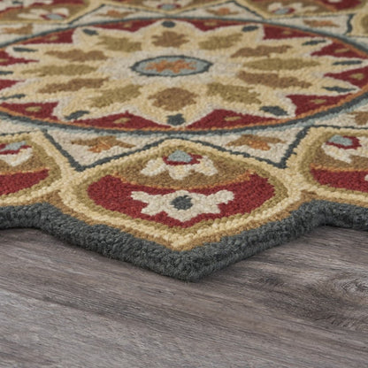 6' Red Wool Hand Tufted Round Rug