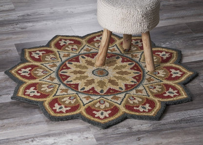 6' Red Wool Hand Tufted Round Rug
