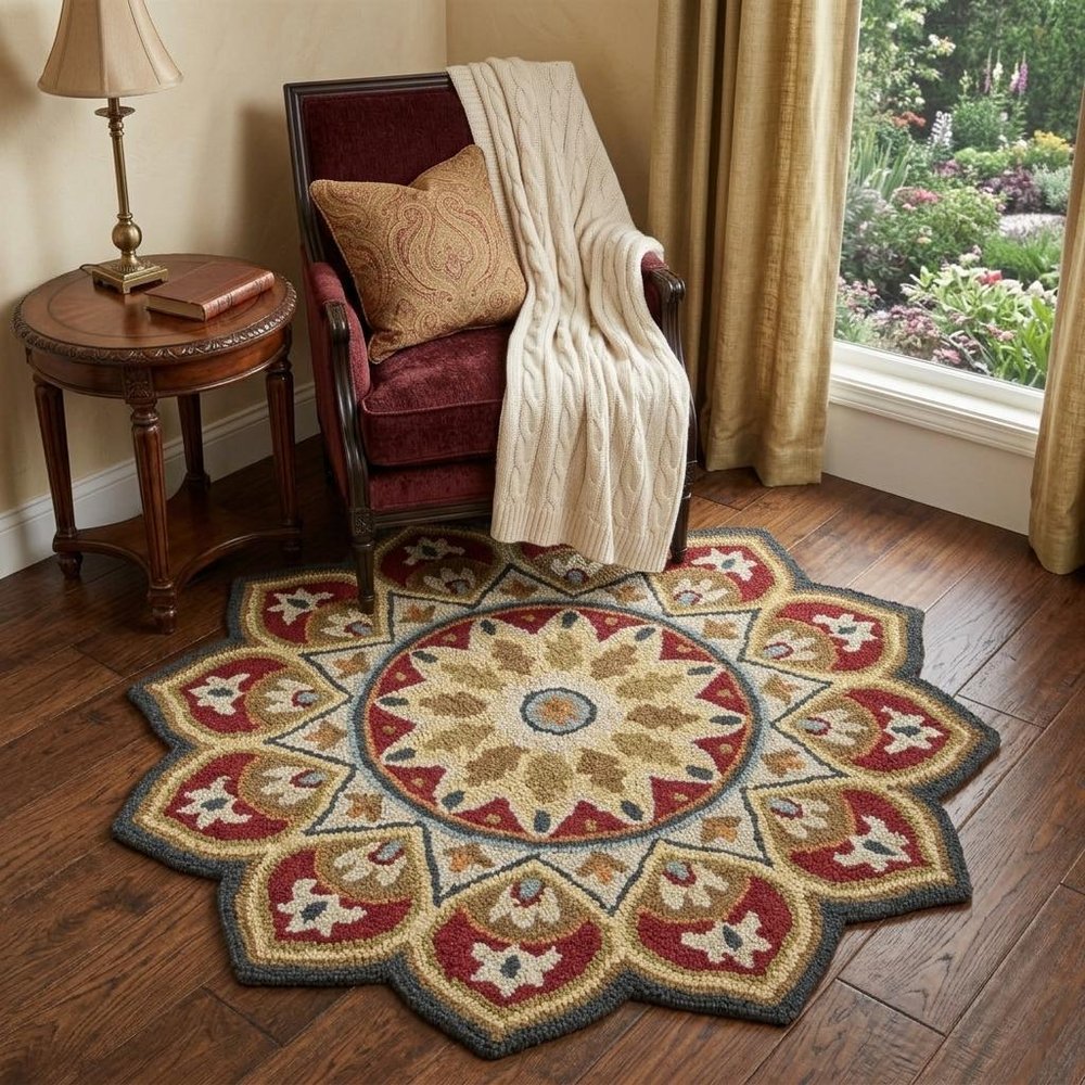 6' Red Wool Hand Tufted Round Rug