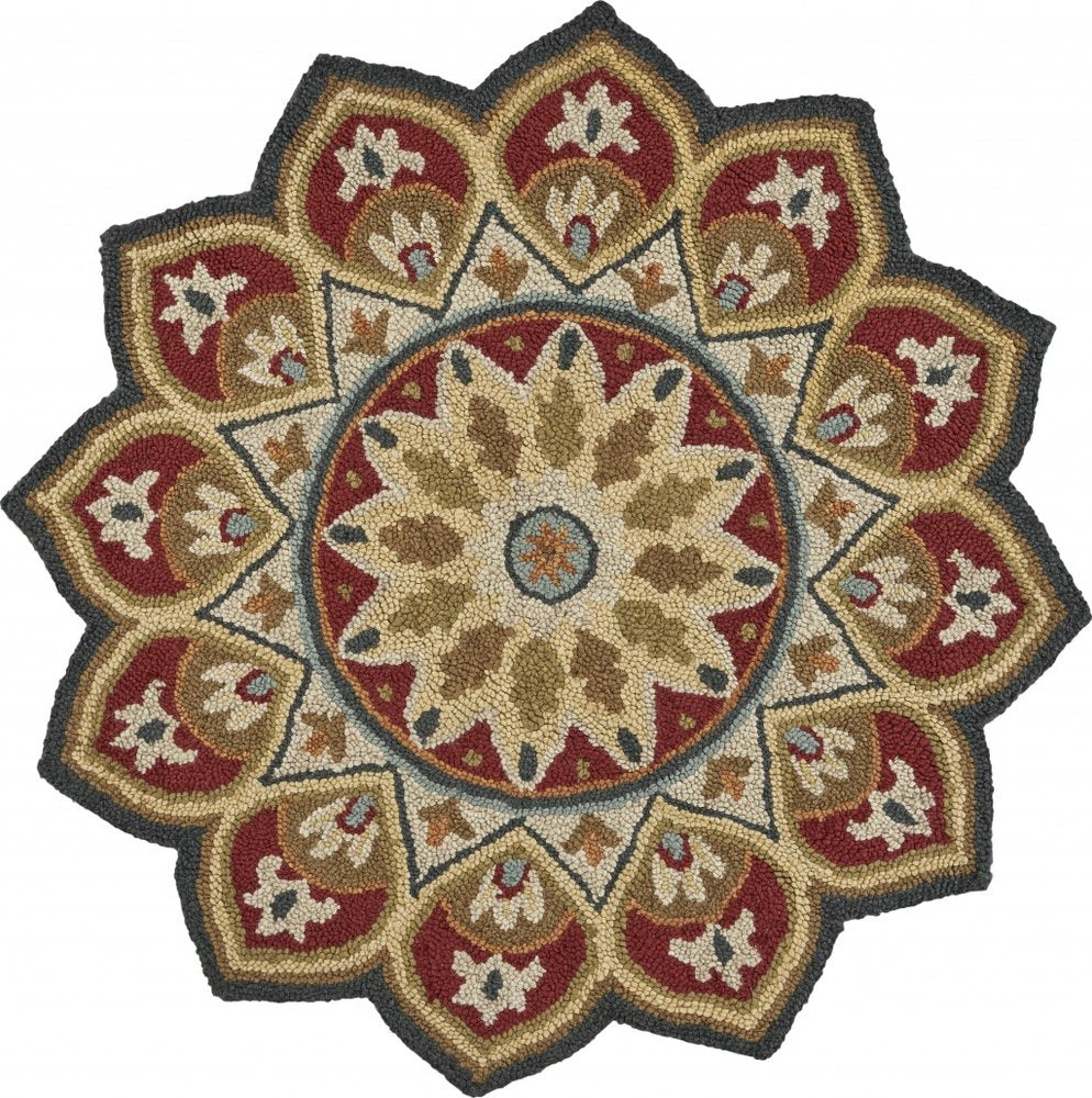 6' Red Wool Hand Tufted Round Rug