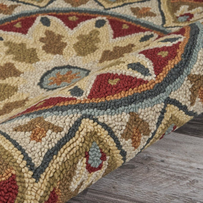 6' Red Wool Hand Tufted Round Rug