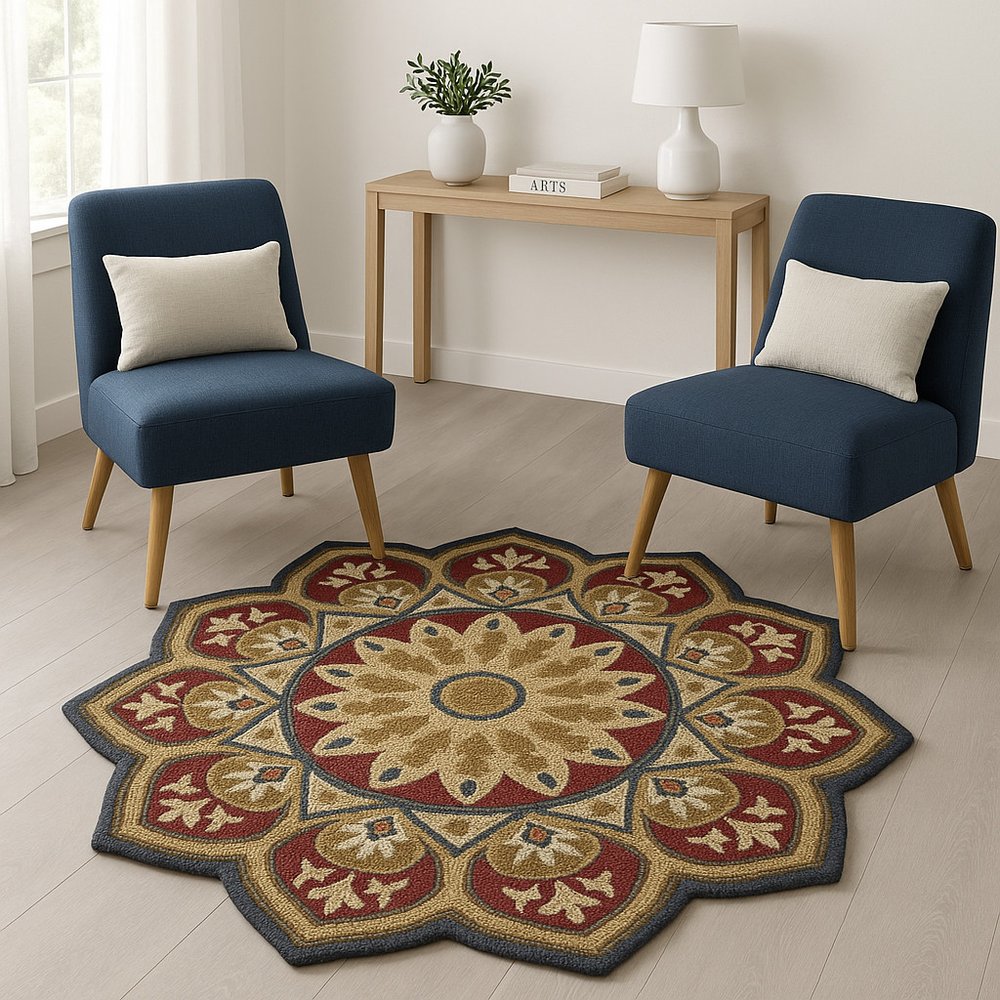 6' Red Wool Hand Tufted Round Rug